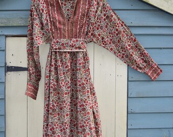 Phool Indian cotton block print dress Gypsy Festival dress boho hippy block print dress s m Uk 12 10 US 8 6 ethnic dress