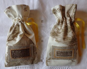 Lelot 2 sachets toile de jouy.