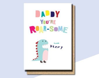 dinosaur father's day card, dinosaur cards, father's day card from boy, father's day card from son, father's day card from baby, withpuns