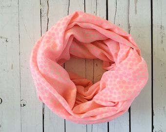 Adult infinity scarf - Pink dots