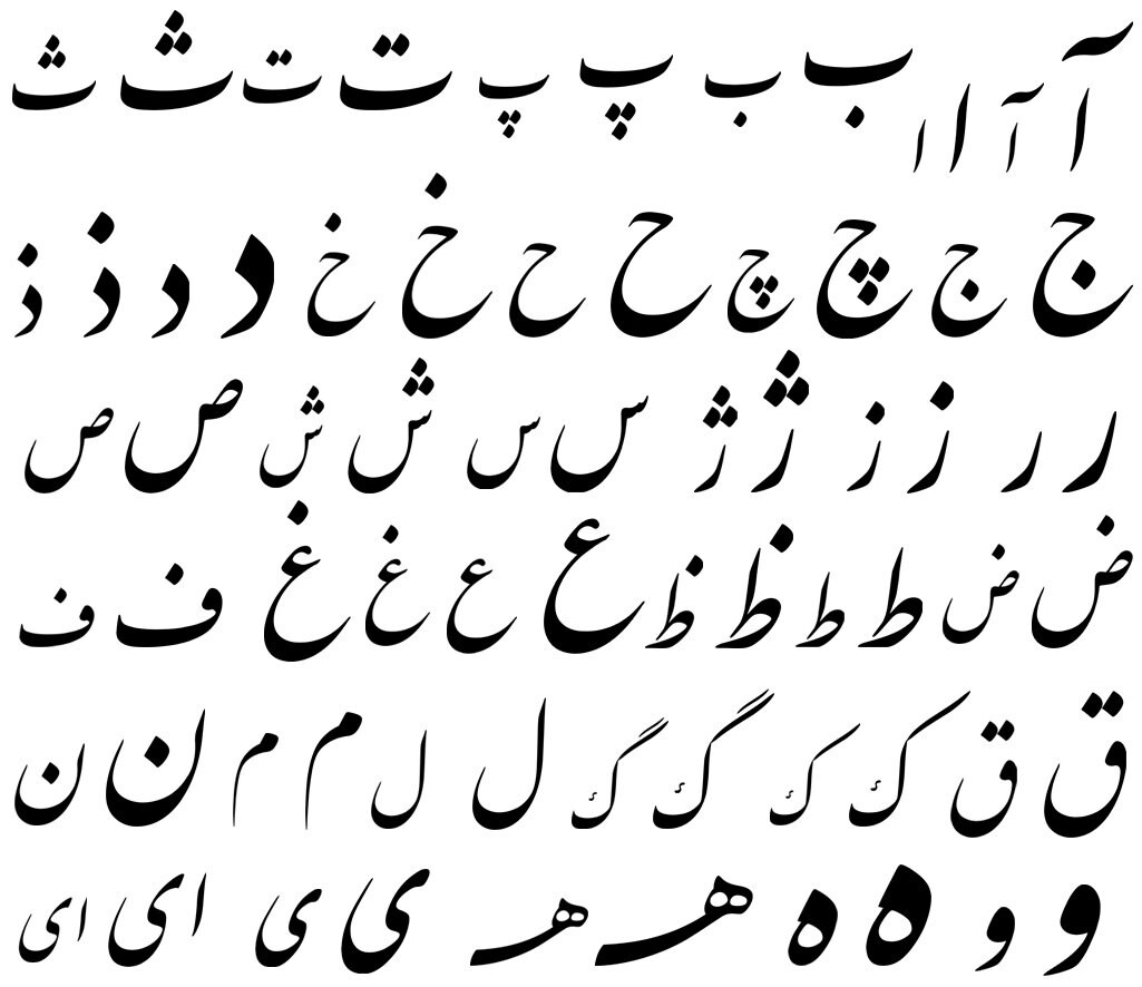 Persian Farsi Iran Alphabet Characters Calligraphy Nail Art Sticker ...