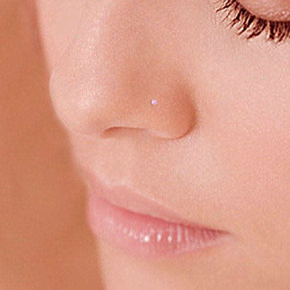 Tiny Sterling Silver Opal 1.8mm Nose Stud Nose Ring Silver