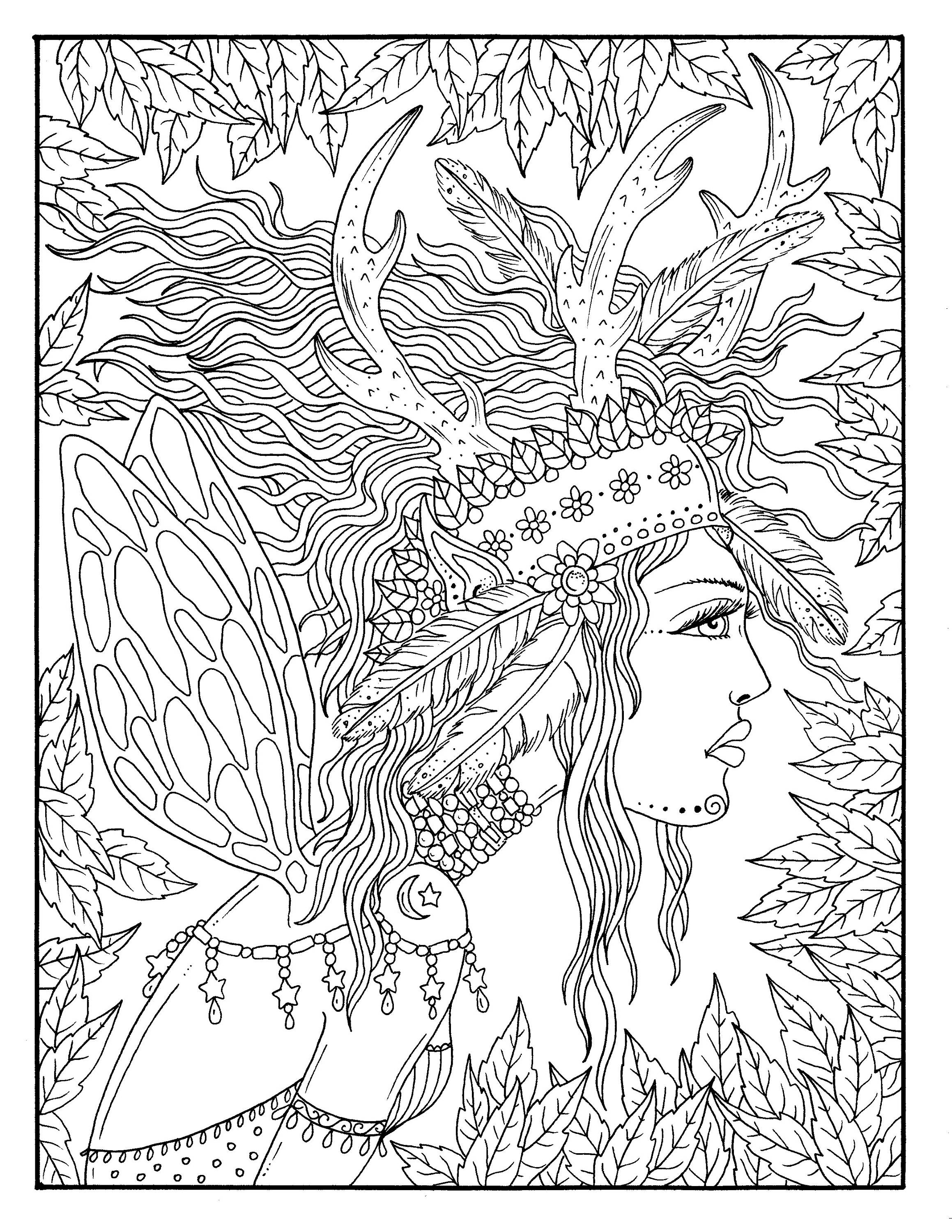 Download Fairy Hair Digital Coloring page Instant Download