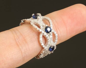 Solid sterling silver sapphire topaz ring
