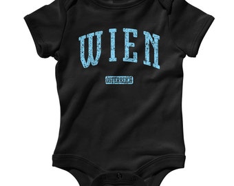Baby Wien Austria Romper - Infant One Piece - NB 6m 12m 18m 24m - Vienna Baby - 4 Colors