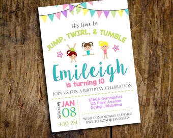 Gymnastics Birthday Invitation | Gymnastics Invitation | Tumbling Birthday Invitation | Cheer Birthday Invitation | Digital Invitation
