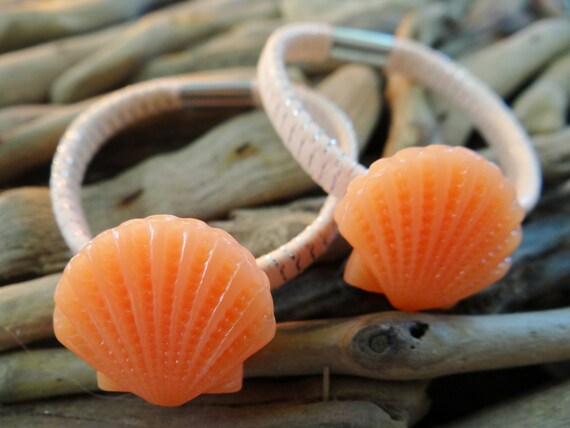 Shell Seashell Hair Tie Ties Set Clam Clamshell Iridescent Pony Tail Holder Im I'm really a mermaid Accessory Kawaii Kids Childrens Girls