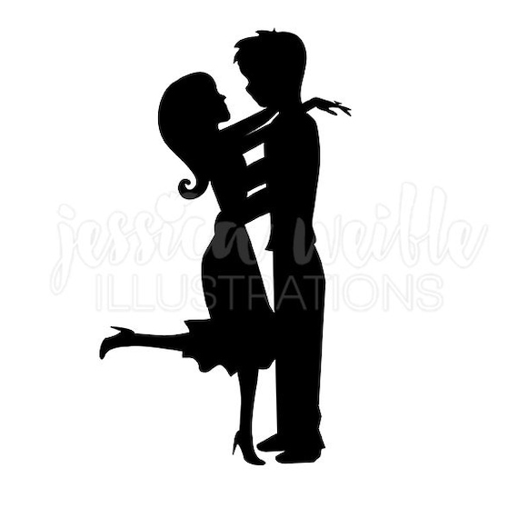 Sweet Couple Silhouette Cute Digital Clipart engagement Clip