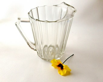 Vintage Pitcher, Glass Pitcher, Mid-Century Pitcher, Unique Pitcher, 1950s Pitcher, Vintage Kitchen, Heavy Pitcher