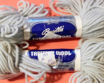 Two skeins Bucilla Tapestry Wool yarn in light green
