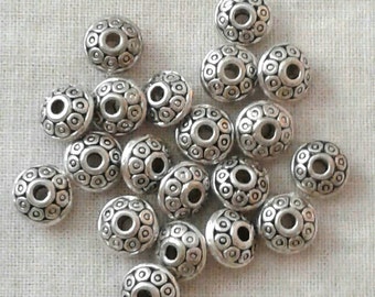 Tibetan Silver Saucer Beads - 7 mm - Sets of 18
