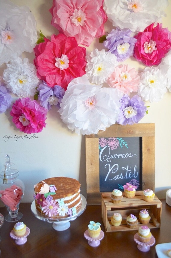 items similar to tissue paper flower backdrop sweetheart etsy paper flower backdrop