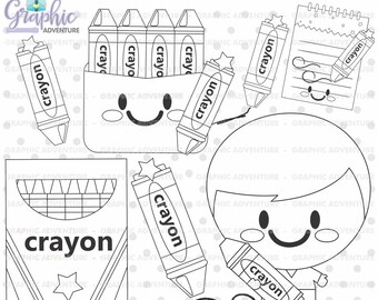 Crayon Stamp COMMERCIAL USE Digi Digital Image School Digistamp Coloring Page Clipart
