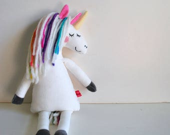 Unicorn Plushie in Velveteen - Plush - Rainbow - Magical - Stuffed Animal - Horse - Doll