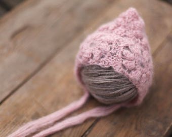 Newborn hat, Mohair hat, Baby girl bonnet