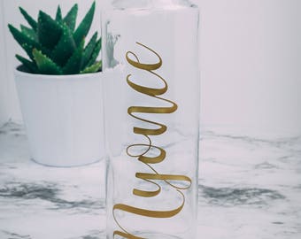 Glass Water Bottle Personalized Monogram 16 ounces gift bridesmaid teacher workout mothers day christmas gifts