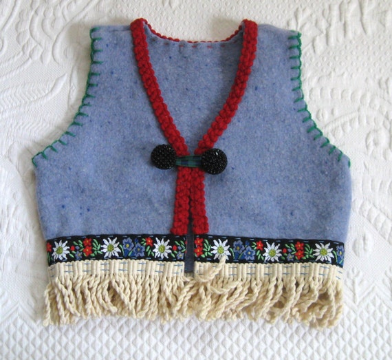 Folk Vest / Funky Vest made from Recycled Sweaters SYLVIA 484