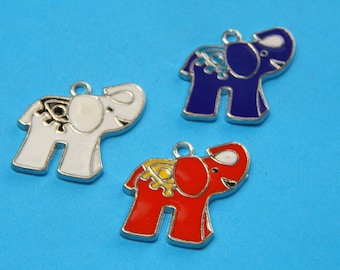 1, Elephant Charm, Enamel Charms, Elephants, Lucky Elephant Gifts, Elephant Jewelry, Elephant Pendants, Elephant Lovers, Bulk Lot, #82B