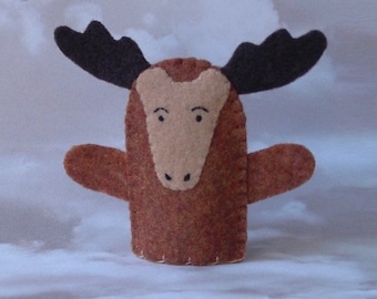 Moose Finger Puppet - Felt Animal Puppet - Wildlife Finger Puppet Moose - Felt Moose Puppet