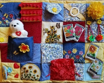 Flower Market Fidget Blanket for Dementia, Alzheimer, Stroke and Nursing Home patients