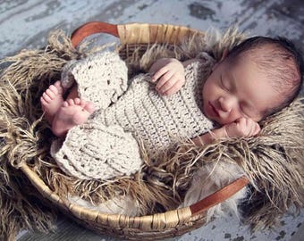 Crochet baby overalls - photo prop, newborn, romper, handmade, baby clothes