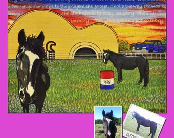 Custom Pet Portrait From Your Own Photos, 9 X12, Acrylic/Mixed Media on Gallery Wrapped Canvas