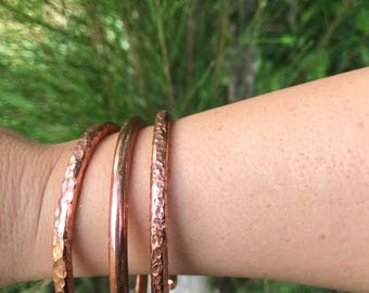 Sale!Three stack pink copper bangles