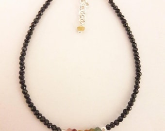 Delicate bracelet of spinel, tourmaline and silver beads
