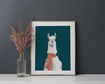 Llama art print | Etsy