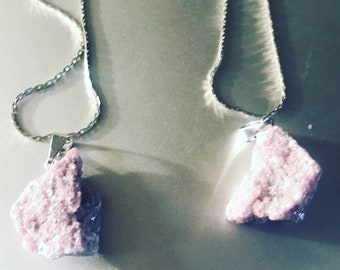 Lepidolite pendants with silver 18" chain