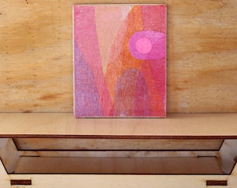Original Miniature Artwork for the Modern Home - Pink Sunset Hills