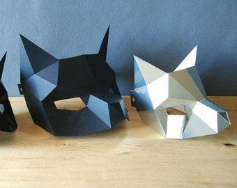 PDF Half cat mask/DIY Cat mask/Paper cat mask/DIY mask/Fancy dress/Halloween Mask/Printable Templates/Animal Mask/Kitten Mask/