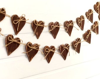 Valentine garland Wooden heart garland Wedding garland Valentines day decor Heart banner Wedding decoration Valentine banner Heart bunting