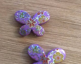 set of 4 beads Butterfly 29 x 22 mm