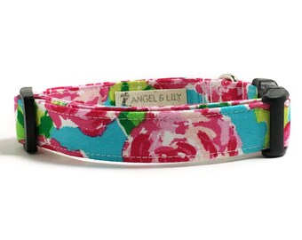 Dog Collar - Rose Dog Collar - Floral Dog Collar - Lilly Pulitzer Inspired - Girl Dog Collar - Flower Dog Collar - Summer Dog Collar