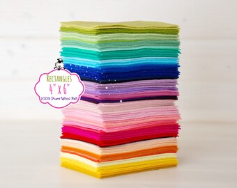 Rectangles of 4" x 6" - 100% Wool Felt - 4" x 6" Small Sheets - Merino Wool Felt - Colors are limited - Wool Felt Rectangles - Final Sale