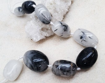 Rutilated Quartz Oval (Irregular) Beads