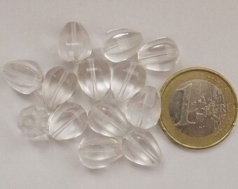 12 drops faceted rock crystal H12mm