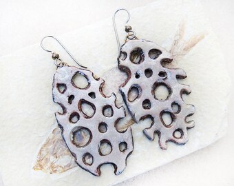 Faux Coral Earrings, Sculpted, Polymer Clay Jewelry, Lightweight, Niobium Earwires, Non-allergenic, Sensitive Ears, Handmade, Gift for Woman