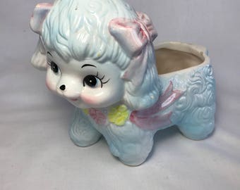 Vintage Lamb Planter from Taiwan |Ceramic Nursery Planter, Baby Blue Planter |Nursery Decor |Mid Century Modern Baby Decor |Baby Gift