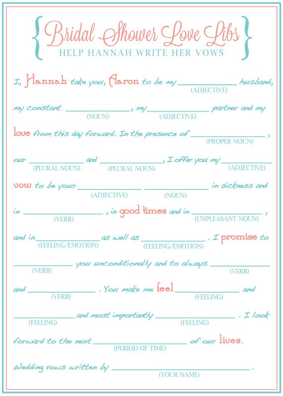 Bridal Mad Libs Free Printable Bridal Shower Mad Libs Funny Shower