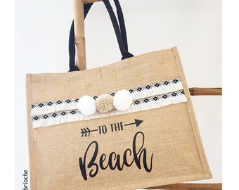 Personalized Jute Tote tassels and fringes