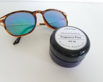 Fragrance Free Mineral Sunblock 30 SPF Zinc Oxide Moisturizing 2 fl oz Travel Size Natural Sunscreen with Raw Cocoa Butter