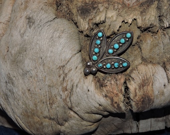 Old Corn Husk Pin in Turquoise/Sterling