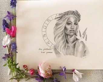 Virgo Zodiac Boho Art Print