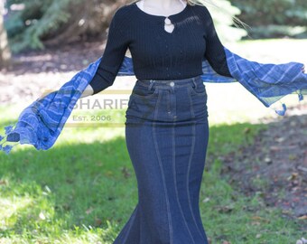 Women's Original BIZ Style Ankle Length Long Denim Skirt