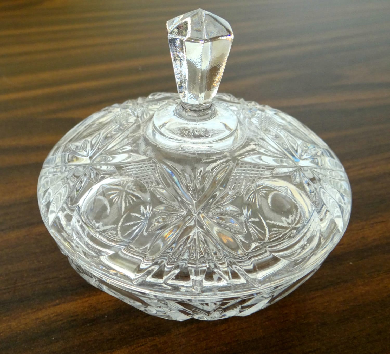 Vintage Crystal Glass Covered Dish Glass Candy Dish with