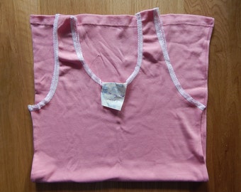 Vintage Soviet Woman Pink Tank Maika/ Shirt/ Undershirt, Unused, Made in USSR in 1980 s.