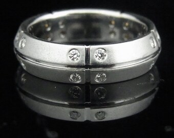 Tiffany & Co Stream America Diamond 18k White Gold Ring Band Estate Signed LAYAWAY AVAILABLE