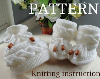 P A T T E R N Knitting Baby Set Baby Shoes Knitted Baby Hat Pattern Baby Booties Baby Boy Baby Girl Pattern ( PDF file )